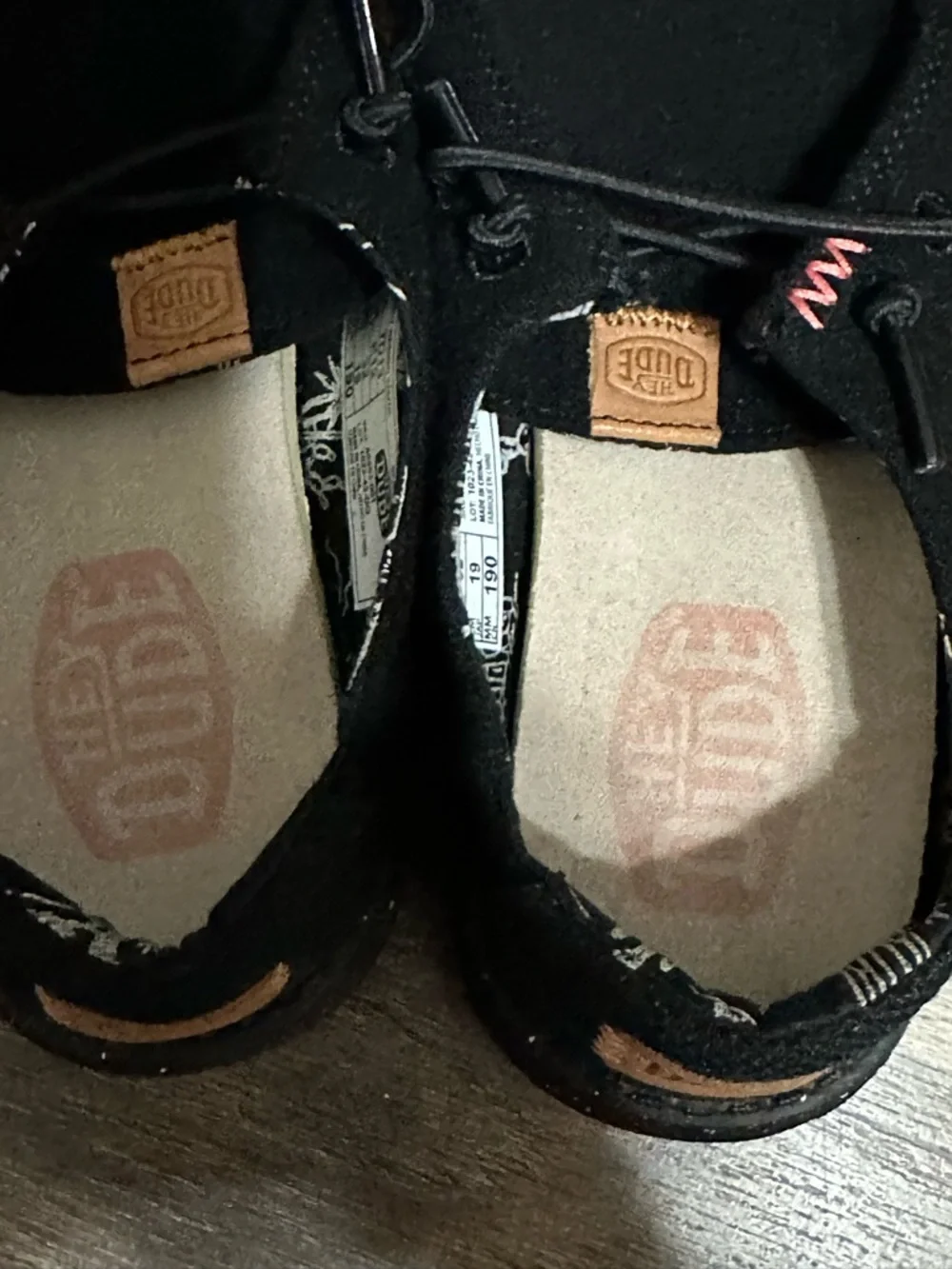 Hey Dude Kids Black Canvas Slip-On Sneakers with Brown Logo Tab - Picture 4 of 5